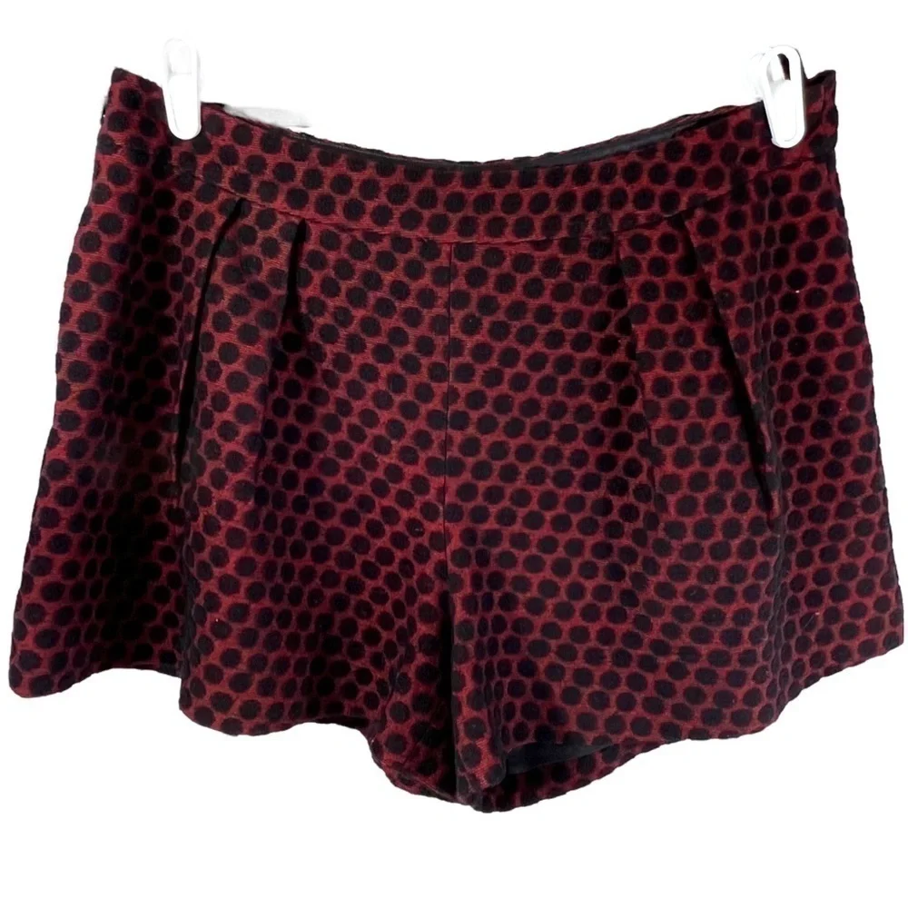 Eve by Eve's Red Black Silk Wool Pleated Shorts Size 8